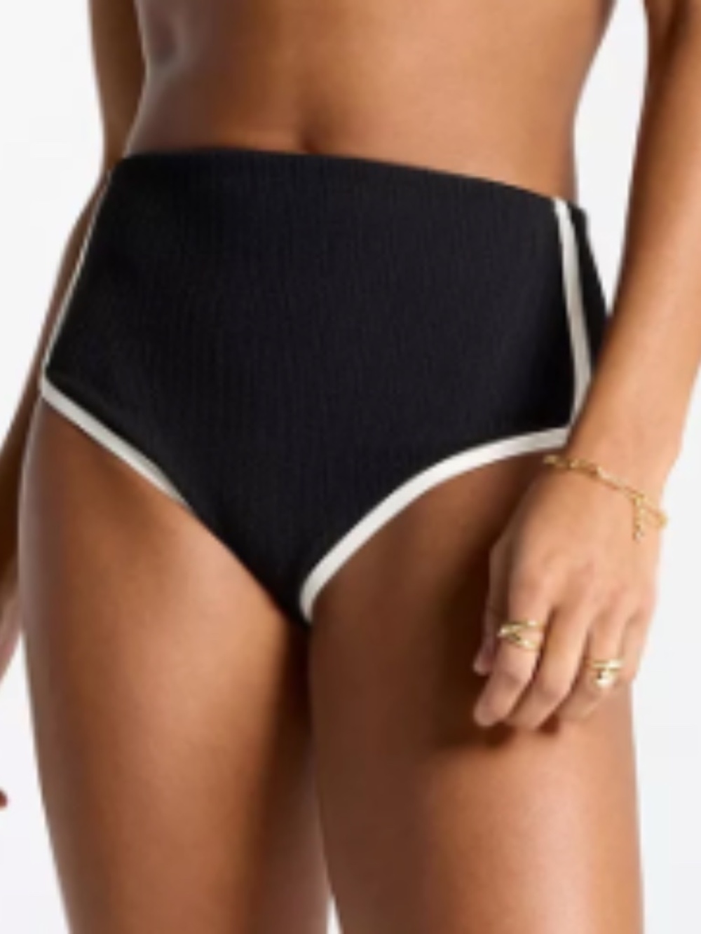 CALIA Tipped High-Rise Tummy-Control Bikini Bottom